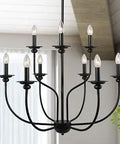 Black Rustic Farmhouse Chandelier Two Tier Nine Candle French Country Light Fixture for Living Room Foyer and Bedroom made from Metal