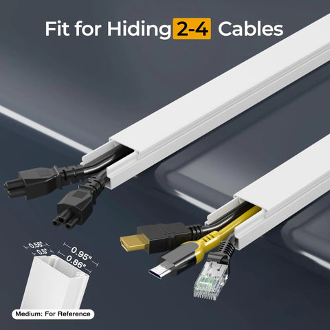 56 Inch TV Cord Hider Wall Cable Covers For 2 To 4 Wires Easy No Tool Peel And Stick Self Adhesive Paintable White Cable Management Raceway For Cords On Wall, white cable cover for 2-4 wires