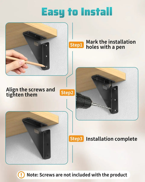 Heavy Duty Metal Triangle Corner Brackets For Wood 90 Degree Steel Supports for DIY installation guide image