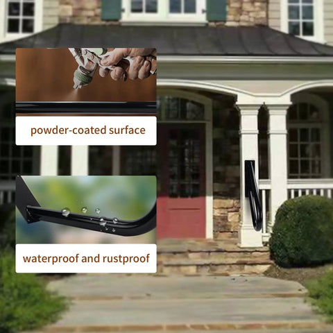 Heavy Duty Outdoor Stair Handrail Wall Mount 27.5 Inch U Shaped Metal Grab Bar For 1 To 3 Steps on house porch
