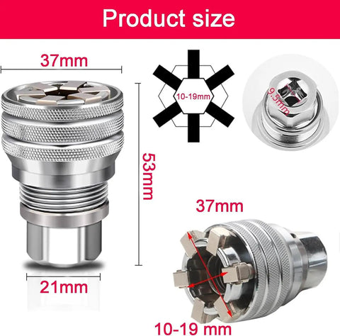 Adjustable Universal Socket Wrench Tool Set For 3 8 Inch Drive With 10mm To 19mm Range, product dimensions and detail view