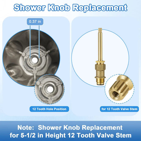 Shower knob replacement for 12 tooth valve stem with matte black tub spout and shower trim kit with three knobs shown