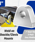 Heavy Duty Weld On Shackle Clevis Mounts 1 Inch Thick Steel For Offroad Trucks Trailers And Hydraulic Tractor Buckets 2 Pack, white steel mount