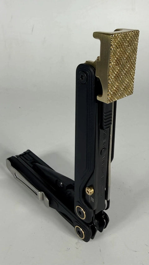 Brass Hammer Head Modification for EDC Multitool Upgrade, CNC Made, Dual Locking System For Closed Pocket Carry And Open Hammering