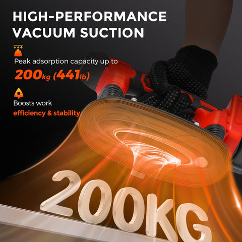Handheld Tile Vibration Tool With 220mm Leveling Head 9 Speed Adjustable Suction Cup Automatic Tiling Vibrator showing 200kg vacuum capacity