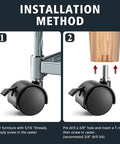 Heavy Duty 2 Inch Furniture Caster Wheels Set Of 4 installation method showing screwing process for threaded stem casters.