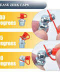 One Quarter Inch SAE Grease Fittings Kit With 82 PCS Zerk Nipples Caps Wrench, 180 45 90 degree angles in galvanized steel