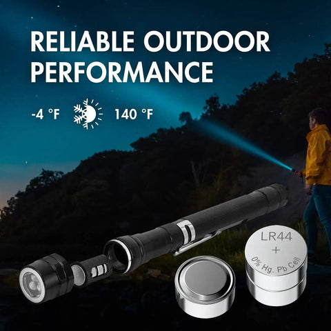 10 Pack Of Lr44 Button Cell Batteries 1.5 Volt Ag13 Equivalents For Watches Laser Pointers And Small Electronics That Bring Dope Runtime To Your Everyday Carry Gadgets Today with flashlight in use outdoors.