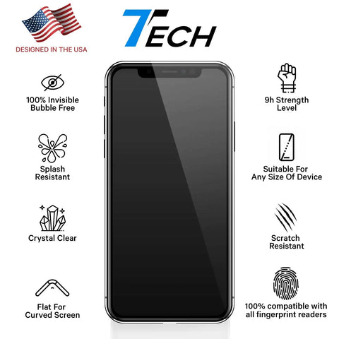 Phone Scratch Remover And Crack Repair Liquid Glass Screen Protector Kit For All Phones, Tablets, And Smart Watches, Universal Nano Protection That Covers Up To 3 Devices In One Bottle, Easy DIY Repair, shown on a smartphone with product features listed.
