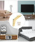 Heavy Duty Iron Furniture Feet For Beds And TV Cabinets Stable Golden Metal Legs With Oblique Cone Design in living room scene