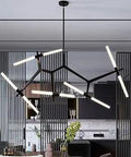 Sputnik Modern Chandelier 10 Lights With Frosted Glass Shades Industrial Retro Pendant Lighting In Matte Black For Dining Room