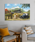 Dope Green Steam Locomotive Poster Canvas Print for Living Room and Bedroom, 12x18 Inches, Vintage Train Decor
