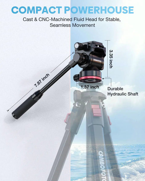68 Inch Fluid Head Camera Tripod with lightweight aluminum legs and stable fluid motion head for DSLR camcorders and telescopes.