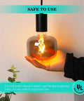 Amber Diamond Globe LED Edison Bulb 2200K Warm Glow, 4W Dimmable in use, showcasing champagne finish and warm glow.