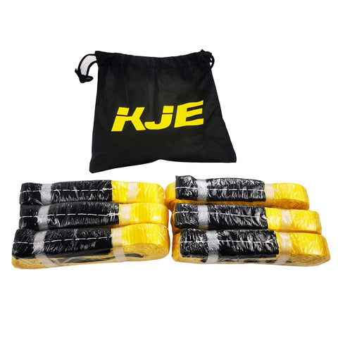 Six Pack 1 Inch By 8 Foot Heavy Duty Lifting Slings Web Straps With Two Reinforced Loops 5000 Lb Break Strength and carrying bag
