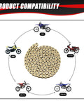 Gold 428 Drive Chain With 116 Links And Chain Breaker Tool For 110Cc To 125Cc Dirt Bikes ATVs Go Karts And 4 Wheelers image showing compatibility with different bikes