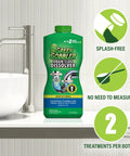 Green Gobbler Drain Clog Dissolver bottle (2-pack) on bathroom counter beside a sink faucet.
