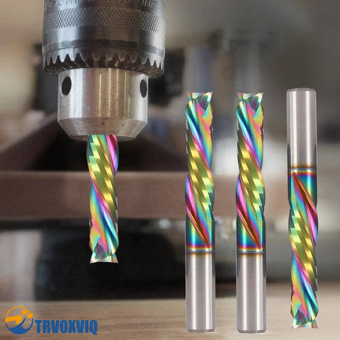 Dope Up Down Compression Spiral Router Bit For Wood Engraving And Grooving One Quarter Inch Shank Two Flute DLC Coated Solid Carbide End Mill