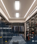 Closet with Slick Two Foot Wraparound LED Light Fixture With Soft Diffuser Glare Free 2400 Lumens 4000K Bright White