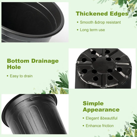 30 Pack Two Gallon Plant Nursery Pots Thickened Soft Plastic Seedling Starter Pots With Drainage Holes For Indoor Outdoor Gardening