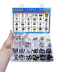 Hand holding Maker Friendly Assorted Micro Momentary Tactile Push Button Switch Kit With 375 Pieces And 26 Values