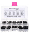 Heavy Duty M1 M1.2 M1.4 M1.7 Carbon Steel Screw Assortment With Phillips Pan Heads For Electronics And Home Jobs. Assorted screws displayed in container.