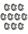 Miniature Deep Groove Ball Bearing R166-2RS 3/16 Inch Bore 3/8 Inch Outer Diameter 1/8 Inch Width Chrome Steel 10 Pack