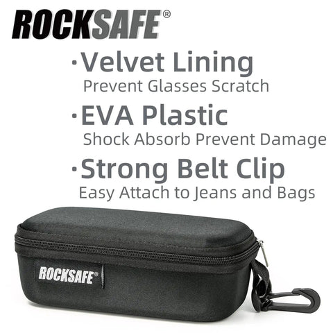 Large EVA Safety Glasses Case With Reinforced Belt Clip Pack Of 2 Semi Hard Shell Eyewear Protection Storage Description