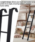 Top Shelf 4 Pack Bunk Bed Ladder Hook Brackets Crafted From Heavy Pvc Coated Stainless Steel Angled J Clips For Rv Replacement Hardware Parts Built Tough As Nails Guaranteed angled design ladder in black mounted for safety.