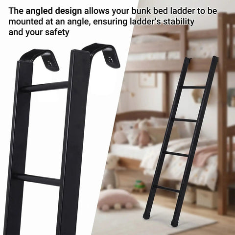Top Shelf 4 Pack Bunk Bed Ladder Hook Brackets Crafted From Heavy Pvc Coated Stainless Steel Angled J Clips For Rv Replacement Hardware Parts Built Tough As Nails Guaranteed angled design ladder in black mounted for safety.