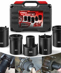 Five Piece Spindle Nut Socket Tool Kit One Half Inch Drive For Ford Dana 50 60 Chevy Dodge SUVs And Light Trucks with red case