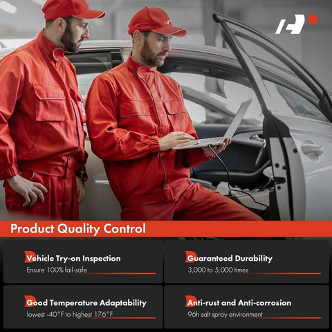 Technicians inspect car door with Door Lock Actuator Fits Chevy Suburban Blazer Camaro C10 Buick Century Electra LeSabre Reatta Regal Cadillac Escalade And More Two Piece Set Without Dirt Proof Boot displayed on screen.