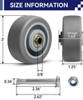 Heavy Duty Rubber Caster Wheels Set Of Four With 1000 Pound Capacity Non Marking Industrial Grade Replacement Casters size info showing dimensions and parts.