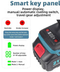 Smart key panel of Pro Level Cordless Electric Rivet Nut Gun, featuring buttons for power display and mode selection.