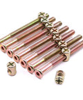 M6 X 80mm Zinc Plated Hex Socket Cap Screws And Barrel Nuts Set arranged in a row, showcasing screw heads and nut design