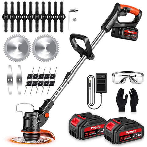 Cordless Weed Wacker With 21V Power, Stringless Electric Weed Eater and Lawn Edger, accessories, batteries, and charger