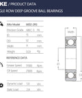 Technical diagram of 2 Pack 6002-2RS Rubber Seal Bearings 15x32x9mm Deep Groove Ball Bearings with specifications.