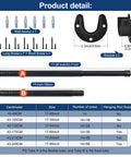 Adjustable Closet Rod Heavy Duty Tension Pole No Cutting Required 17 To 99 Inches 1.3 Inch Diameter With Hardware Kit Black details