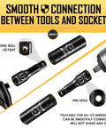 Forty Five Piece One Half Inch Drive Metric Socket Set With Deep And Shallow Sockets Nine Through Thirty Two Millimeters Extensions
