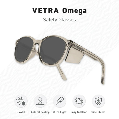 Omega Z87 Plus Safety Glasses With UV400 Lenses Side Shields Anti Oil Coating Lightweight CP Frame For Work And Outdoor Use