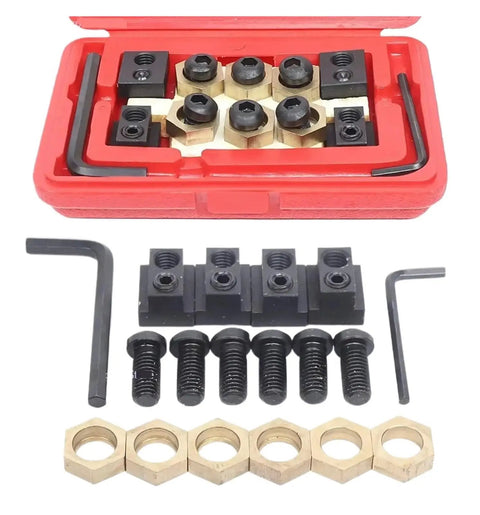 5/8 Inch T-Slot Eccentric Clamps Copper Kit Stud for CNC Milling Machine Work Table with Cam Mechanism in red box