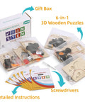Wooden STEM Kits For Kids Aged 8 To 12 Six Build Your Own Car And Science Projects Pack Includes instructions and screwdrivers