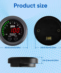 Dope Universal Turbo Boost And Vacuum Gauge Kit With Red LED Display 2 1 16th Inch Gauge Reads 0-35 PSI Boost And -30 To 0 InHg Vacuum Plug-and-Play For Turbocharged And Supercharged Cars. front and rear views with 63.6mm gauge size