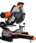 Straight Shooting 10 Inch Sliding Compound Miter Saw Featuring Quick Release Extension Shelf And Smooth 0 To 45 Dual Bevel Pivot.