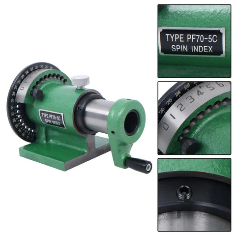 Heavy-Duty 36 Hole Spin Index Fixture For Precise Drilling And Milling One And One-Eighth Inch Collet Rock-Solid Iron Construction Workshop-Grade Indexing Jig With Smooth Operation And Long-Lasting Durability, green 5C spin index fixture with 36-hole plate