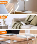 Long Reach Twin Extension Cord Power Strip 12 Foot Dual Outlets With Flat Wall Plug Flexible Split Cables For Behind Bed And Couch