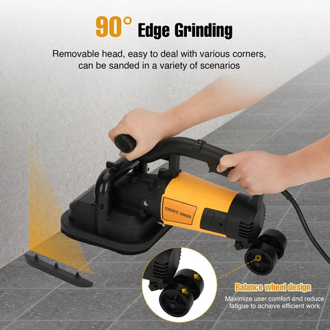 Professional 4 Head Concrete Floor Grinder With 3800W Shop Muscle And Adjustable Speed Dial Massive Dust Collection Hood for edge grinding in corners.