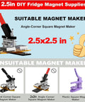 Bulk 100 Set Acrylic Fridge Magnet Kit Suitable 2.5x2.5 Inch DIY Photo Magnets with angle-corner square maker tool shown