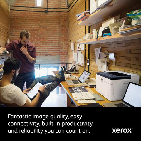 Top Shelf Color Printer With Hella Fast 30 Pages Per Minute Duplex Printing, 250 Sheet Capacity, Front USB Access in modern workspace.