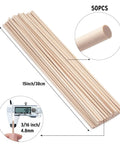 High Quality Game Changer Birch Dowel Rods For Craft Setup And Tiered Display 3/16 Inch X 15 Inch Pack Of Fifty shown in bundle.